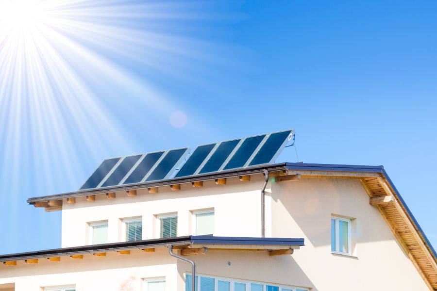 House with solar panels on the roof