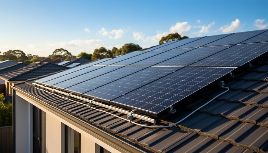 Rooftop solar panels installed on a modern home in daylight